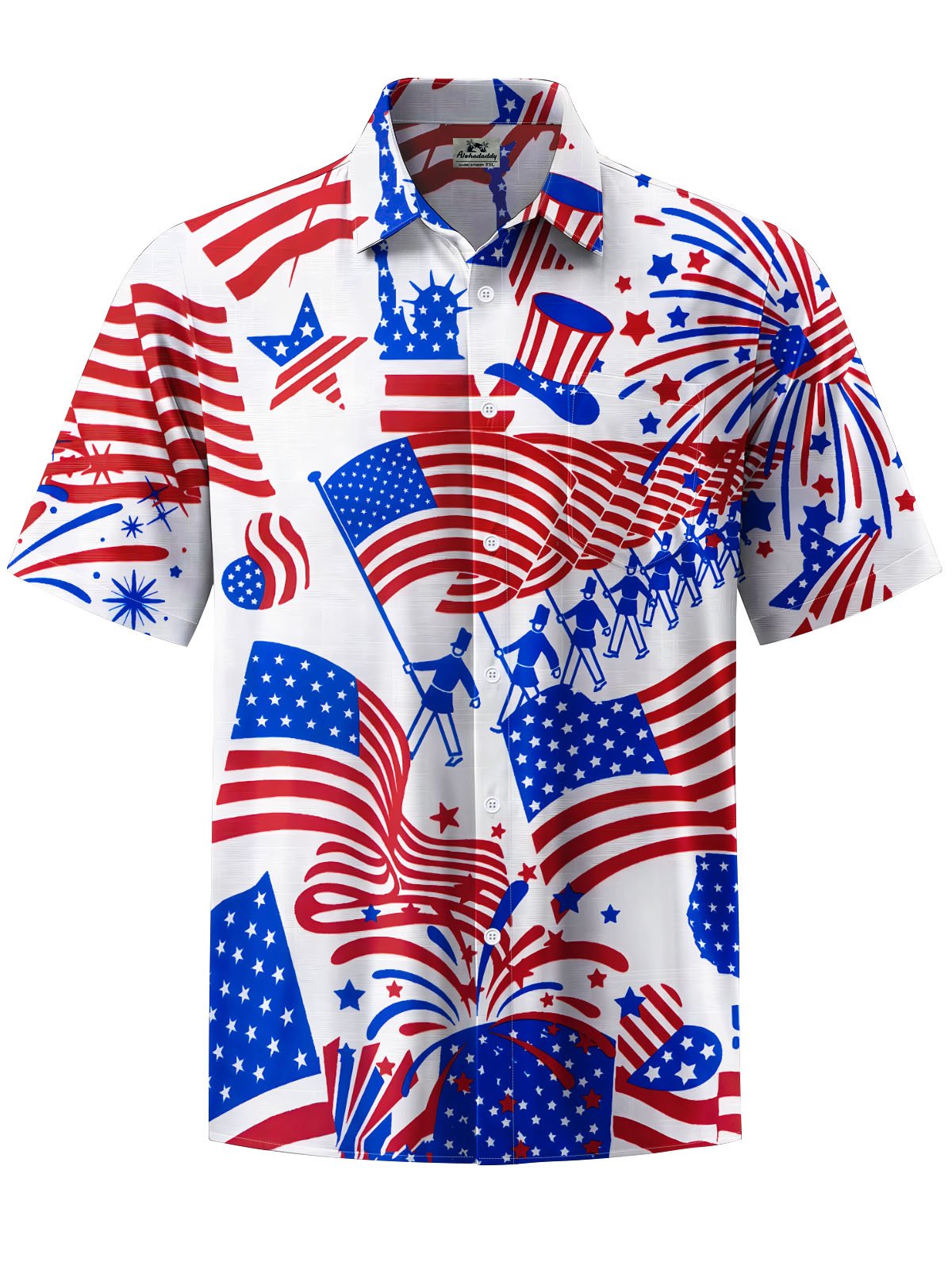Alohadaddy® Casual American Flag Day Flag Printed Moisture Wicking Men's Short Sleeve Shirt Big & Tall