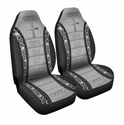 Jesus Car Seat Covers Jesus Has My Back Cross Pattern Seat Covers Gray