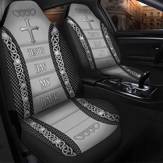 Jesus Car Seat Covers Jesus Has My Back Cross Pattern Seat Covers Gray