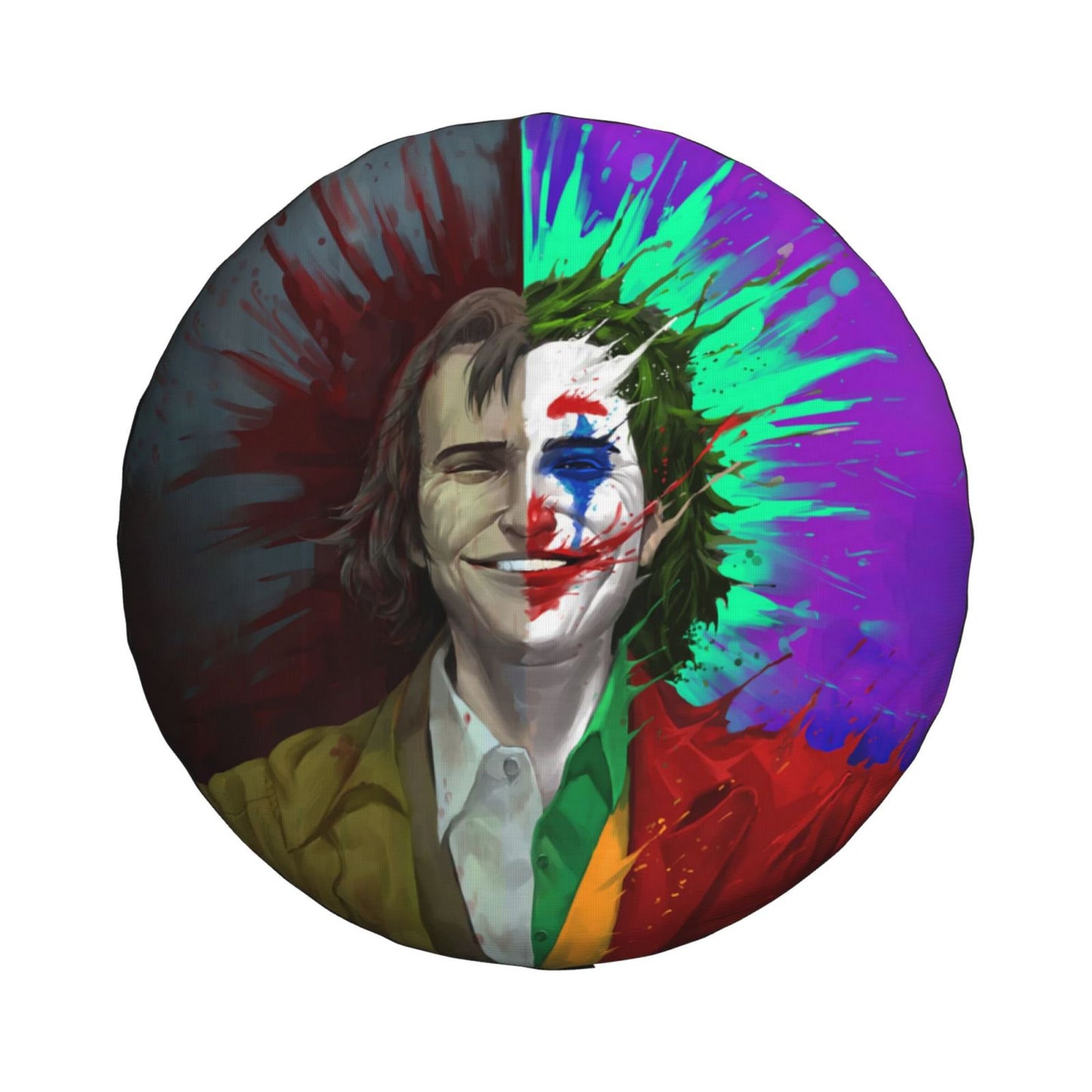 Joker Spare Tire Cover DC Joker Before And After Half Face Graphic Tire Covers Colorful