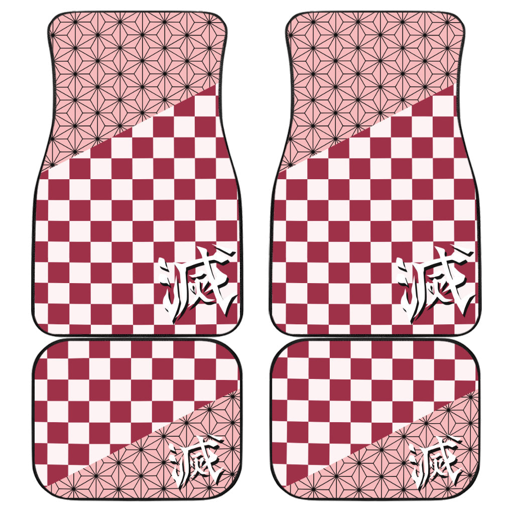 Demon Slayer Car Mats Nezuko Yukata Pattern Car Floor Mats Japan Style Car Floor Mats