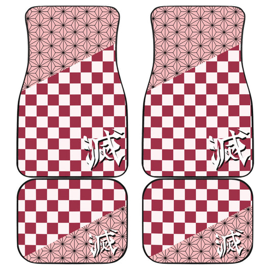 Demon Slayer Car Mats Nezuko Yukata Pattern Car Floor Mats Japan Style Car Floor Mats
