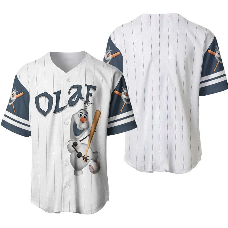 Disney Frozen Jersey Disney Frozen Character Olaf Hitter Player White Gray Jersey Shirt Disney Frozen Baseball Jersey Olaf Baseball Jersey