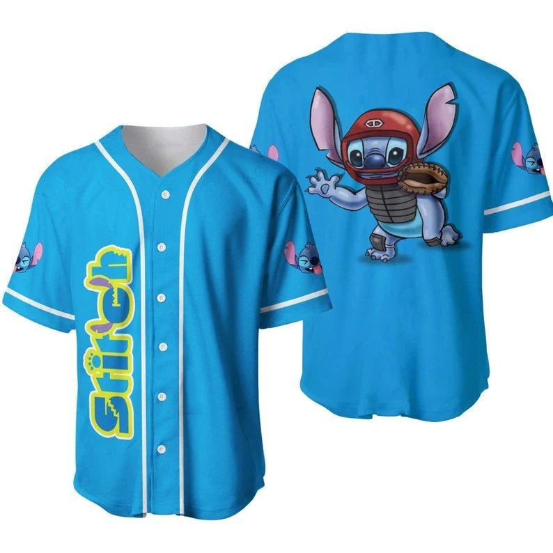 Stitch Jersey Disney Stitch Baseball Player Graphic Blue Jersey Shirt Stitch Baseball Jersey Disney Baseball Jersey