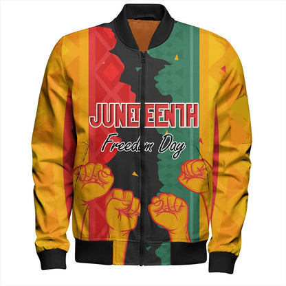 Africa Americans Bomber Jacket Juneteenth Freedom Day Hand Fist Bomber Colorful Unisex