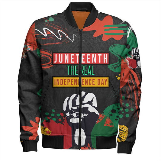 Africa Americans Bomber Jacket Juneteenth The Real Independence Day Bomber Black Unisex