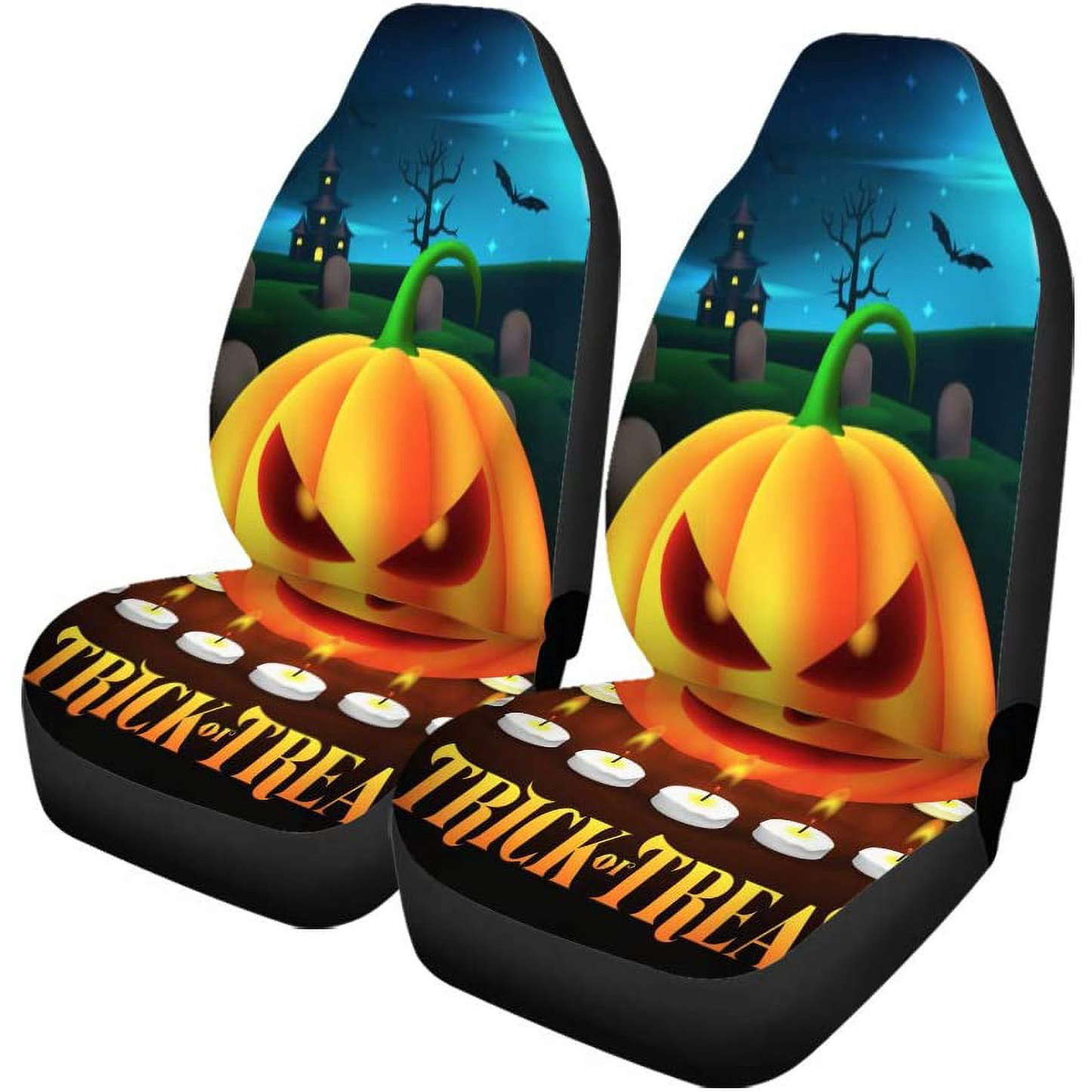 Halloween Car Seat Covers Pumpkins In The Cemetery Trick Or Treat Seat Covers Colorful