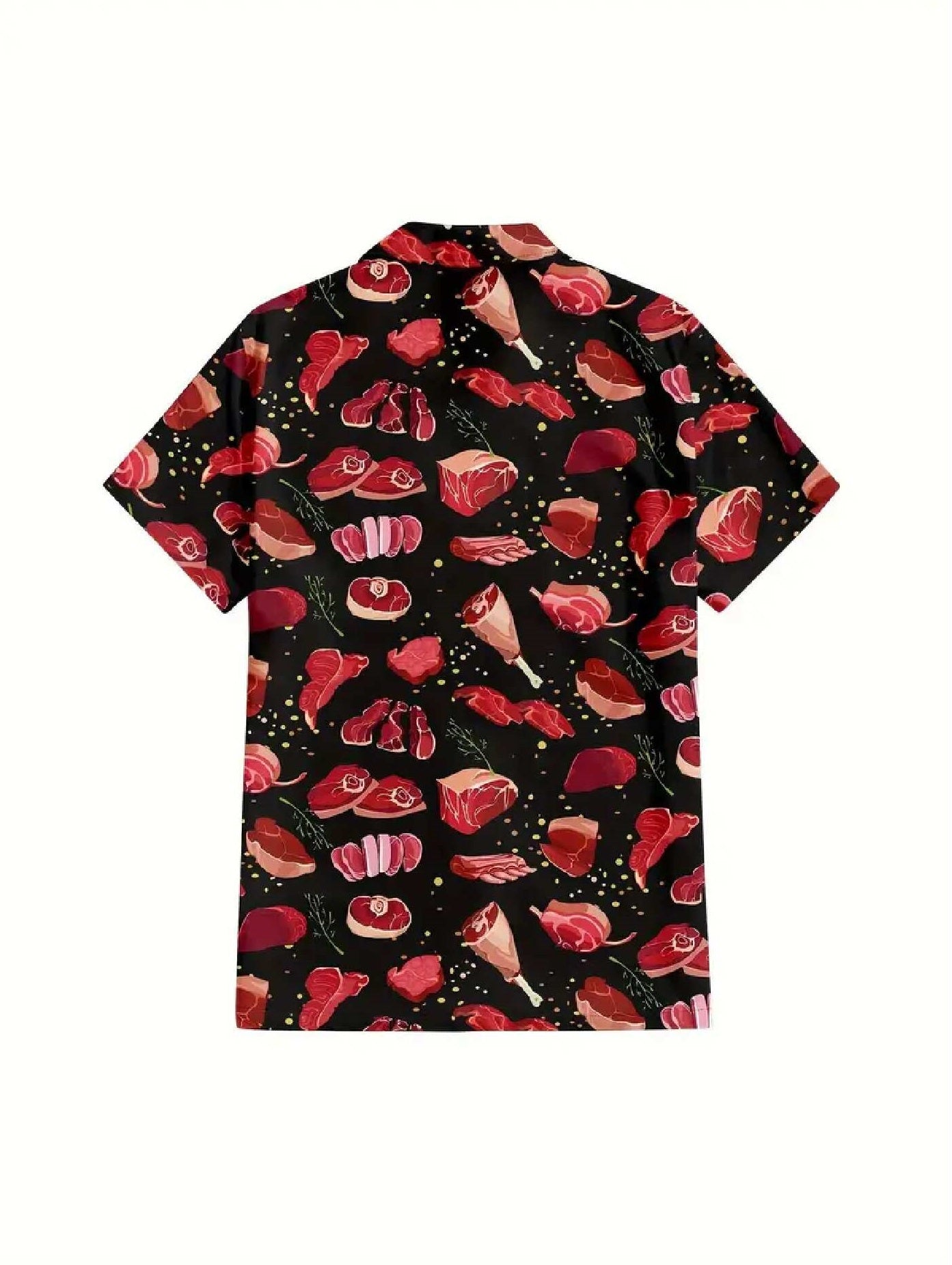 Funny Hawaii Shirt Funny All Types Of Meat Pattern Hawaiian Shirt Black Red Unisex