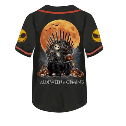 TNBC Jersey Jack Skellington Halloween Is Coming Black Jersey Shirt TNBC Baseball Jersey