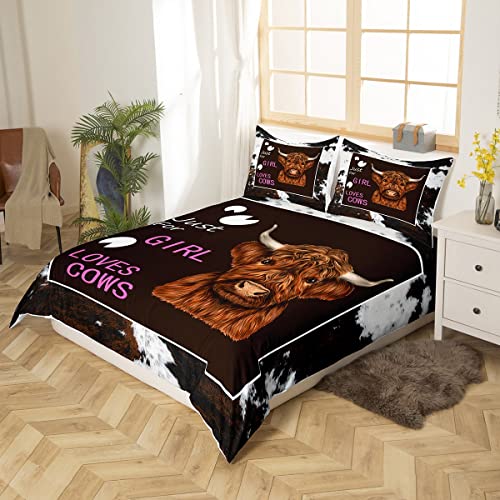 Cow Bedding Set A Girl Who Loves Highland Cattle Bull Duvet Covers Brown Unique Gift