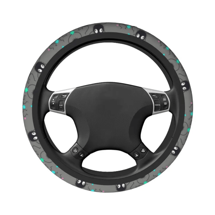 SGhibli Steering Wheel Cover Soot Sprites Dancing With Stars Driving Wheel Cover Gray