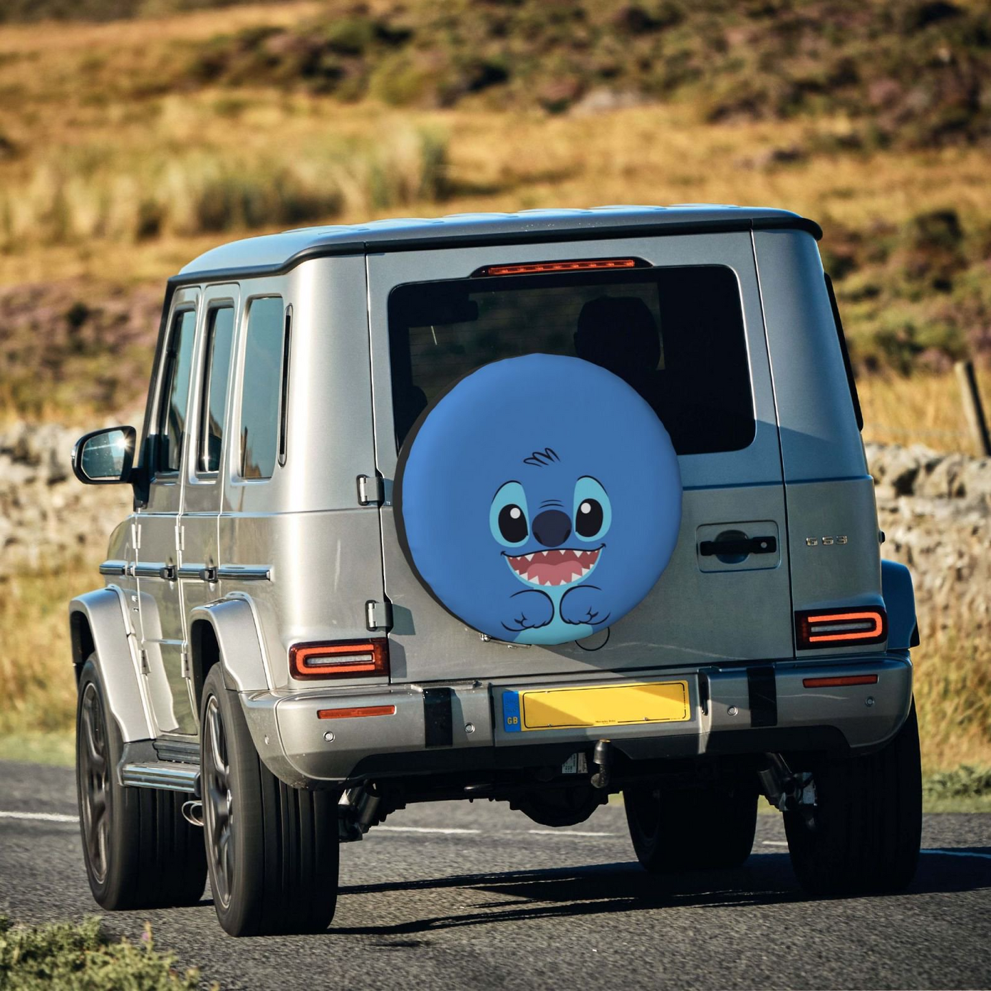 Stitch Spare Tire Cover DN Cartoon Stitch Face Detail Pattern Tire Covers Blue