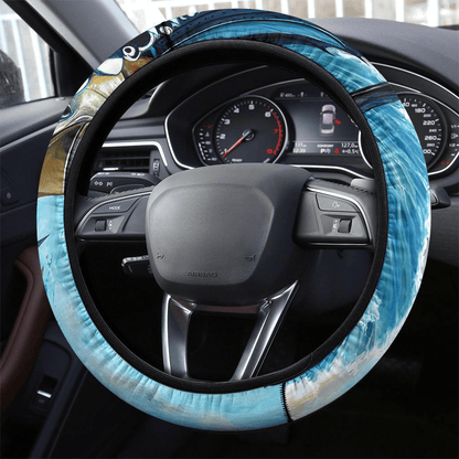 Fishing Steering Wheel Cover Fishing Marlin Graphic Pattern Driving Wheel Cover Blue