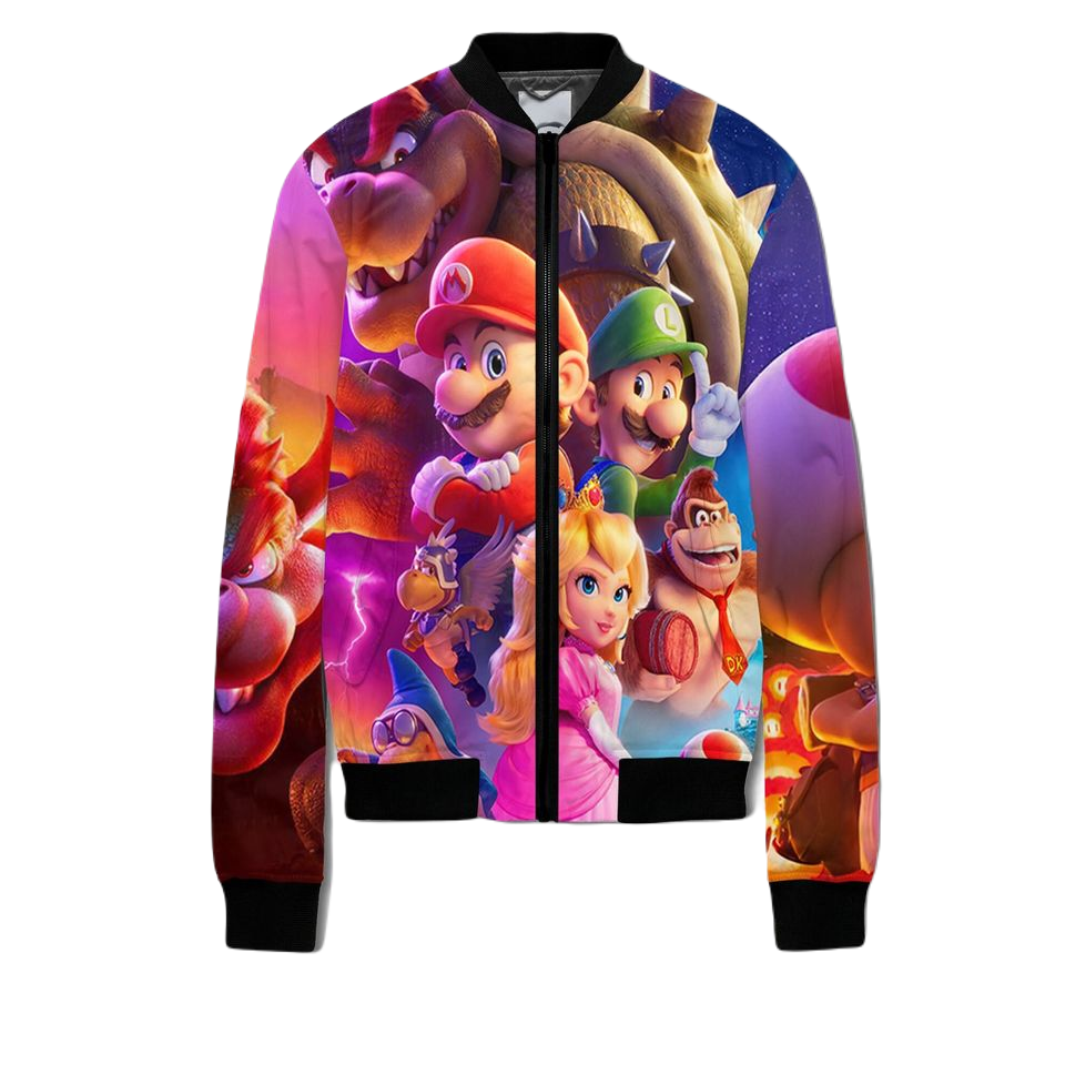 Mario Bomber Jacket Mario Bros Characters Graphic Bomber Colorful Unisex