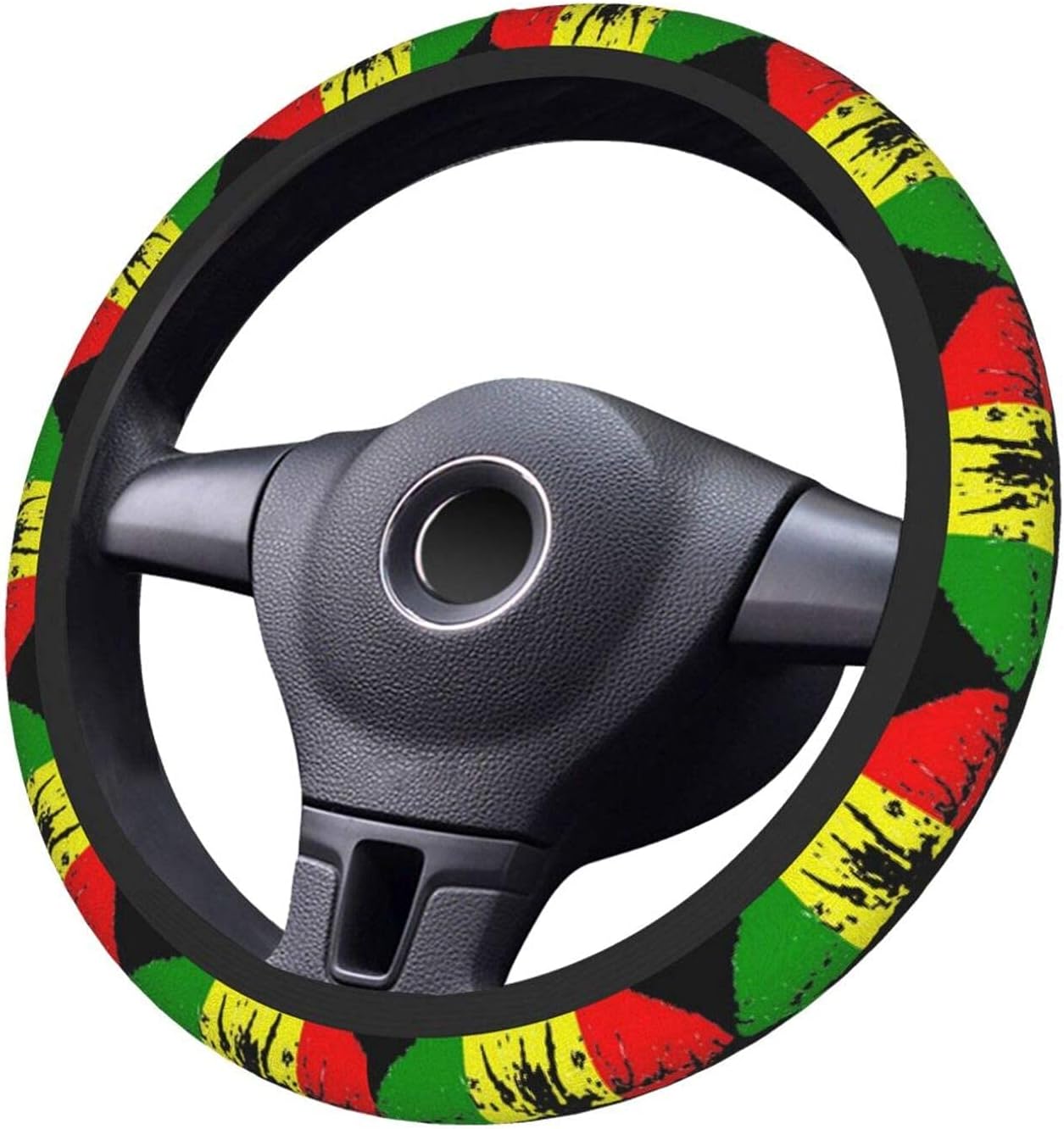 Africa Americans Steering Wheel Cover Reggae Rasta Lips Pattern Driving Wheel Cover Colorful