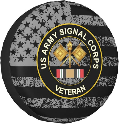 Veteran Spare Tire Cover US Army Signal Corps Veteran Tire Covers Black Gray