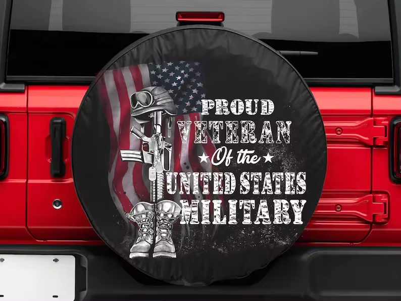 Veteran Spare Tire Cover Proud Veteran Of The United State Military Tire Covers Black