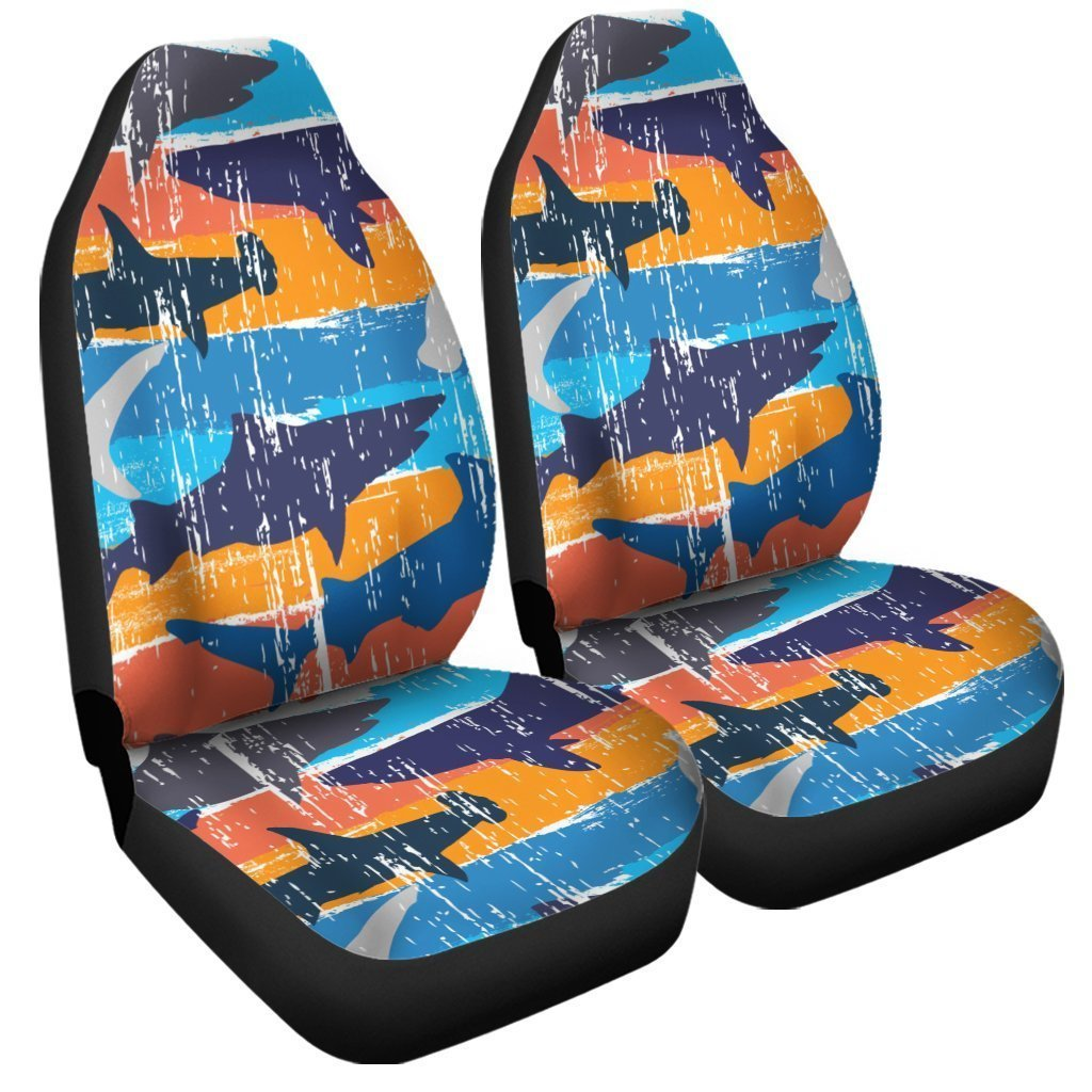 Shark Car Seat Covers Shark Grunge Pattern Seat Covers Blue Orange