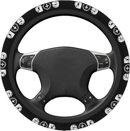 Jesus Steering Wheel Cover God Is Not Pattern Driving Wheel Cover Black White