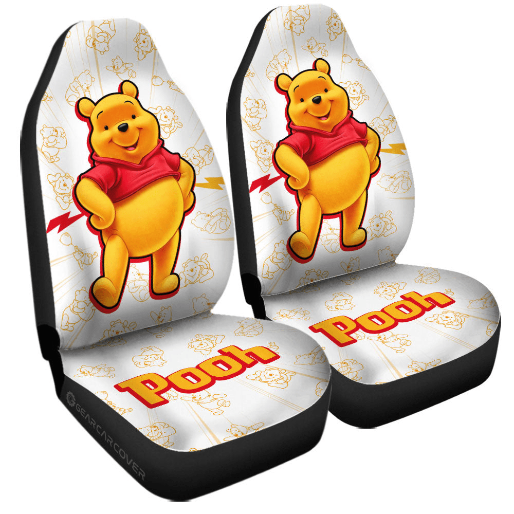 WTP Car Seat Covers DN Pooh Graphic Character Pattern Seat Covers White Yellow