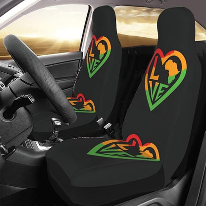 Juneteenth Car Seat Covers Love Heart Shape Africa Graphic Seat Covers Black