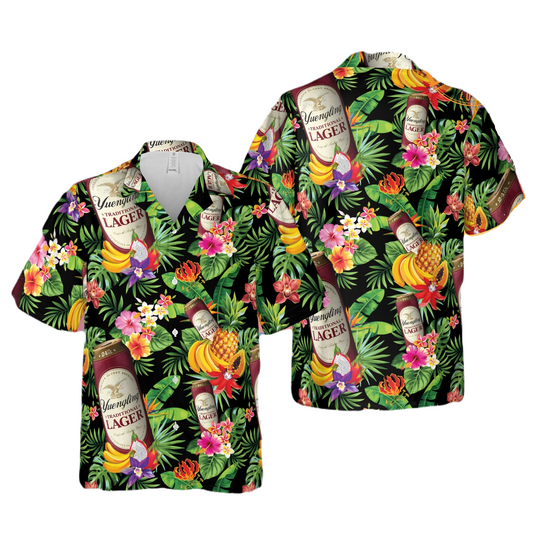 Yuengling Hawaii Shirt Yuengling Tropical Leaves Flowers Fruits Pattern Hawaiian Shirt Colorful Unisex