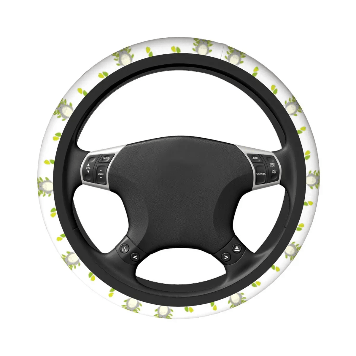 SGhibli Steering Wheel Cover Totoro Leaves Acorns Pattern Driving Wheel Cover White