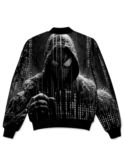 Spiderman Bomber Jacket Hooded Spiderman In Rain Bomber Black Unisex