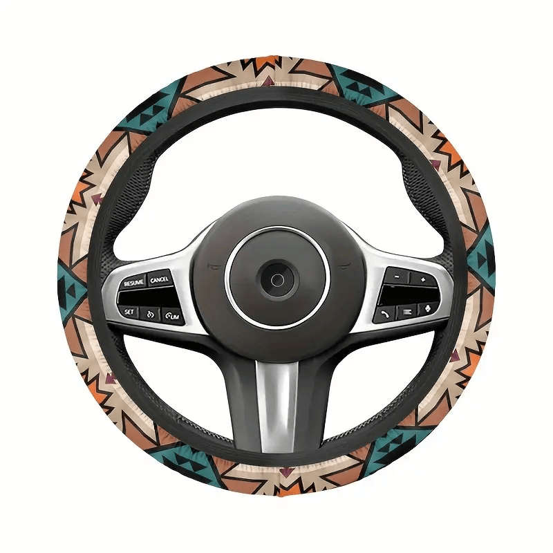 Native American Steering Wheel Cover Bohemian Aztec Native American Pattern Driving Wheel Cover Green Orange