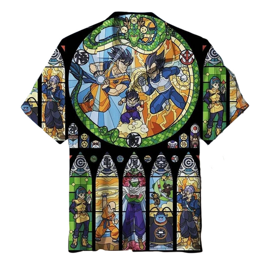 Dragon Ball Hawaii Shirt Dragon Ball Characters Stained Glass Hawaiian Shirt Colorful Unisex