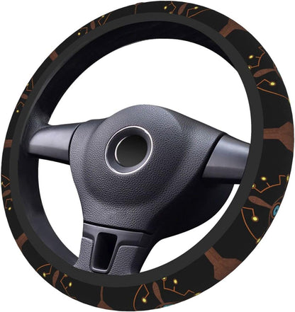 The Legend Of Zelda Steering Wheel Cover The Crest Of The Sheikah Pattern Driving Wheel Cover Black Brown