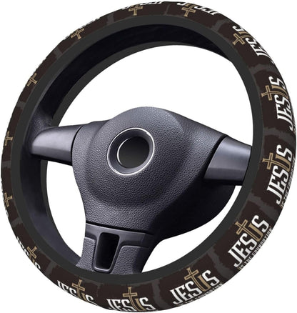 Jesus Steering Wheel Cover Jesus Is The Foundation Of My Life Driving Wheel Cover Black White