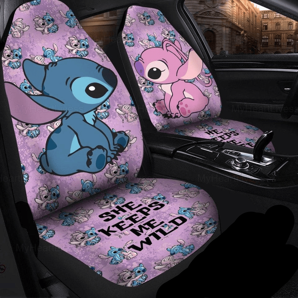 Stitch Car Seat Covers Stitch And Angel He Keeps Me Safe Seat Covers P Unifinz