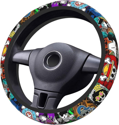 One Piece Steering Wheel Cover One Piece All Jolly Roger Pattern Driving Wheel Cover Colorful