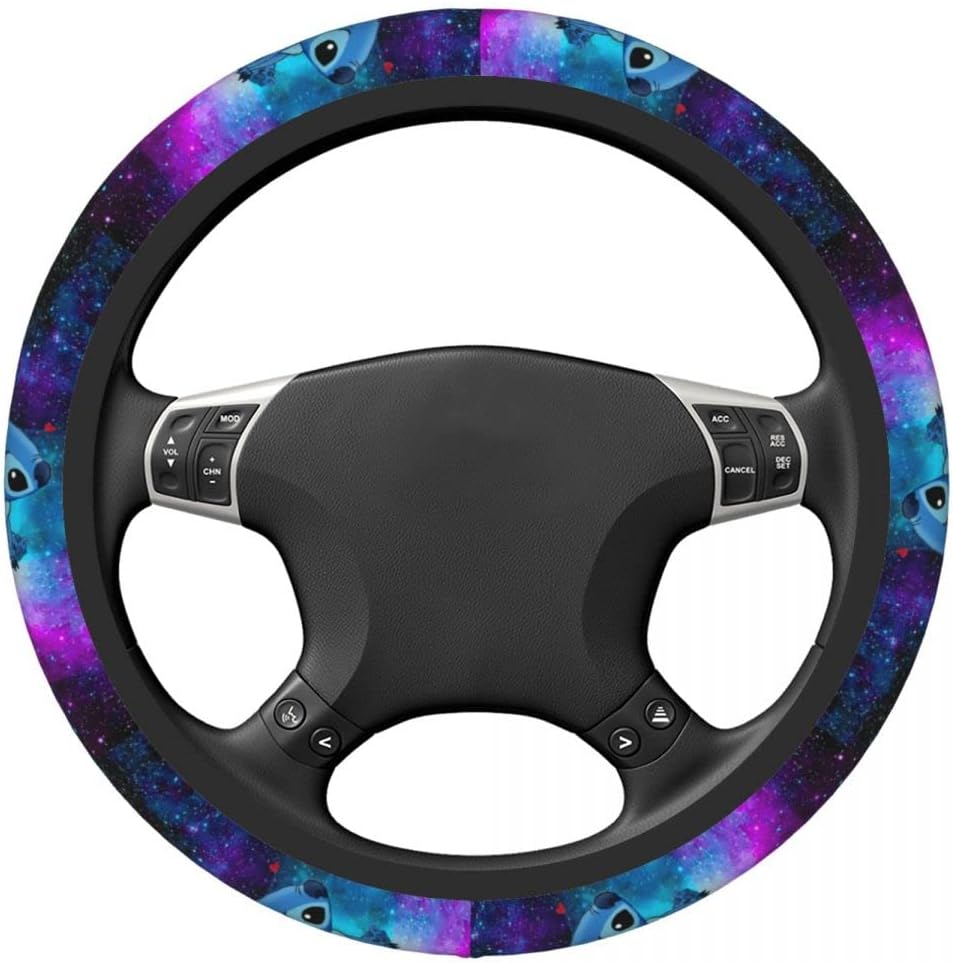 Stitch Steering Wheel Cover Stitch In The Galaxy Pattern Driving Wheel Cover Blue Purple