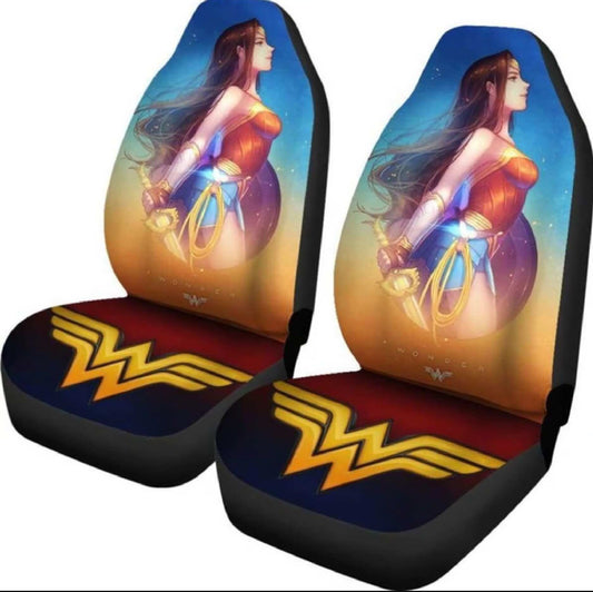 Wonder Woman Car Seat Covers DC Wondef Woman Anime Style Symbol Seat Covers Colorful