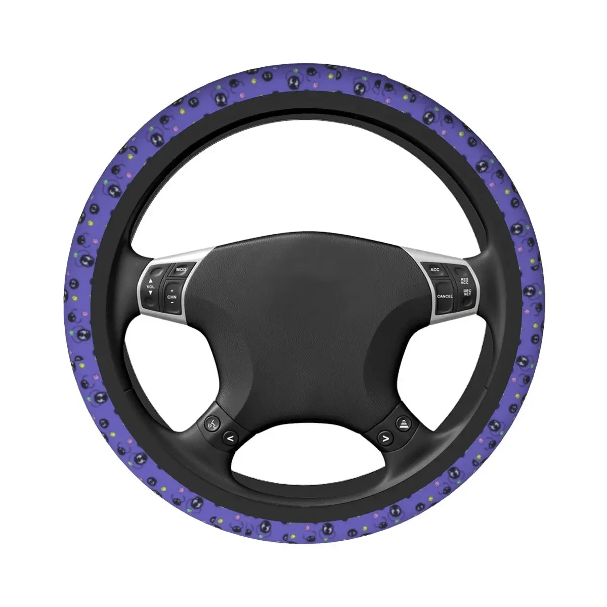 SGhibli Steering Wheel Cover Spirited Away Sooty Sprites Driving Wheel Cover Purple