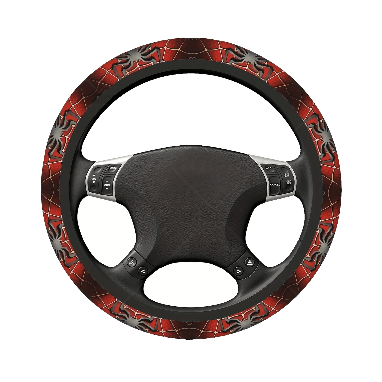 Spiderman Steering Wheel Cover Spiderman Symbol Web Pattern Driving Wheel Cover Red