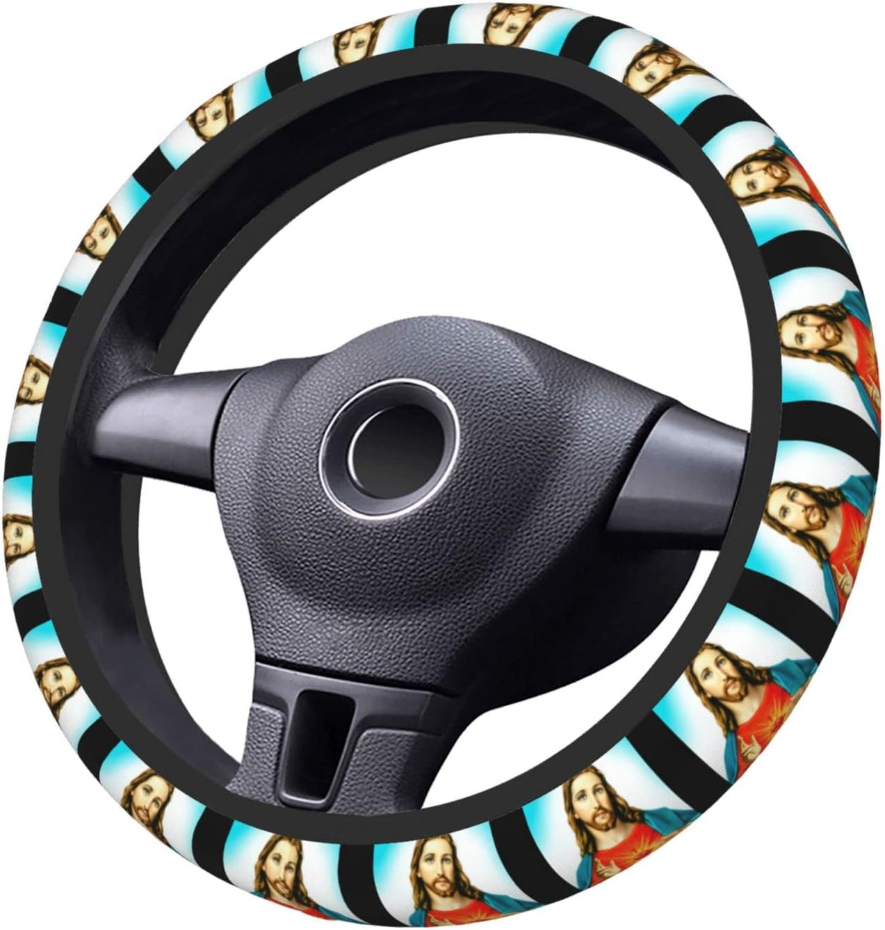 Jesus Steering Wheel Cover Sacred Heart Of Jesus Driving Wheel Cover Colorful