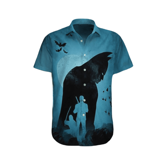 Batman Hawaii Shirt DC Batman And Character Silhouette Hawaiian Shirt Black Blue Unisex