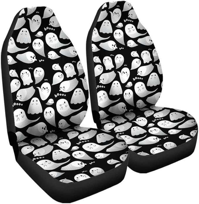 Halloween Car Seat Covers Halloween White Ghosts Pattern Seat Covers Black