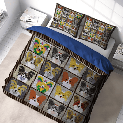 Dog Bedding Set Cute Papillon Dog Pattern Duvet Covers Colorful Unique Gift