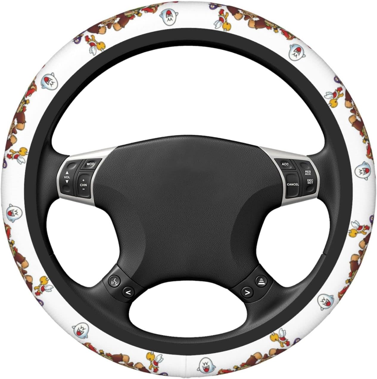 Mario Steering Wheel Cover Super Mario Game All Characters Driving Wheel Cover White Brown