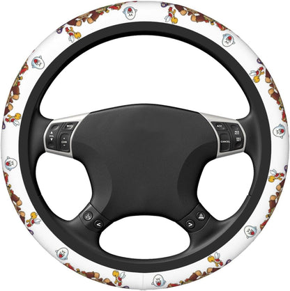 Mario Steering Wheel Cover Super Mario Game All Characters Driving Wheel Cover White Brown