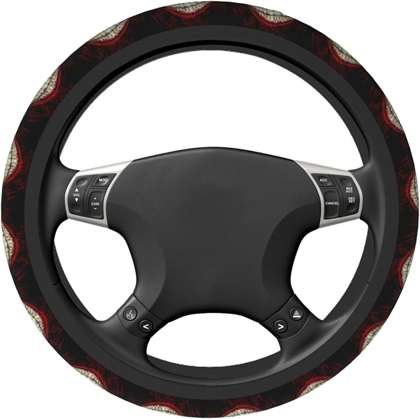 Joker Steering Wheel Cover Joker Laugh Month Pattern Driving Wheel Cover Black Red