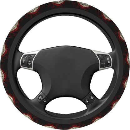 Joker Steering Wheel Cover Joker Laugh Month Pattern Driving Wheel Cover Black Red