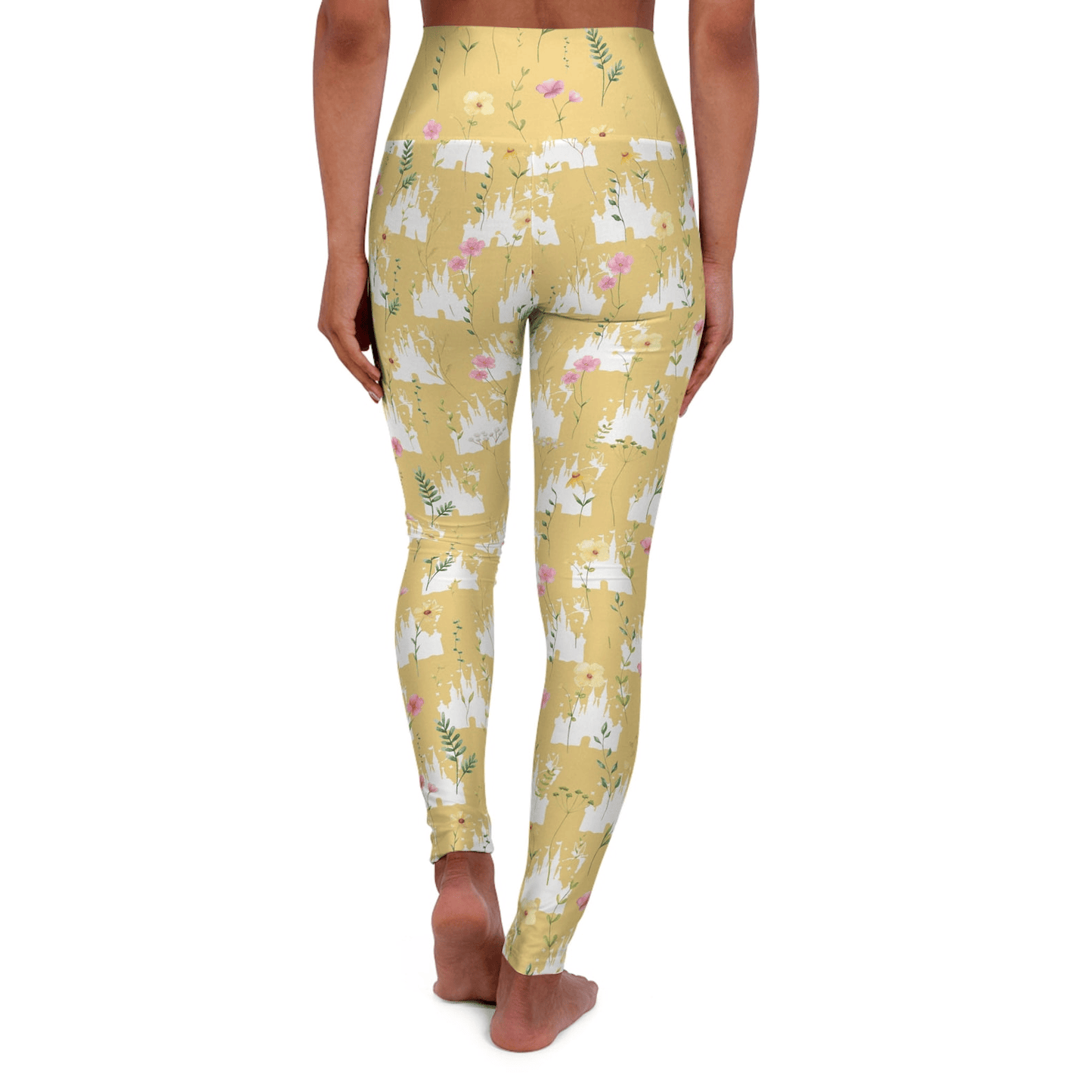 DN Leggings DN Castle Flower Pattern High Waisted Legging Yellow For Women