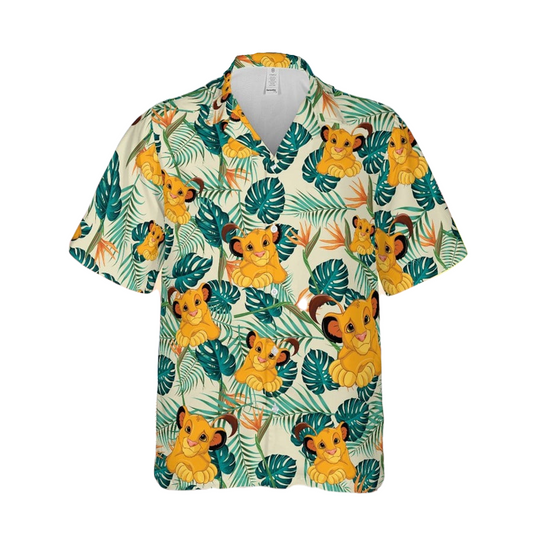 LK Hawaii Shirt DN Simba Tropical Leaves Pattern Hawaiian Shirt Green Unisex