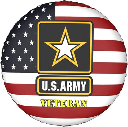 Veteran Spare Tire Cover US Army Veteran Symbol American Flag Tire Covers Black Red