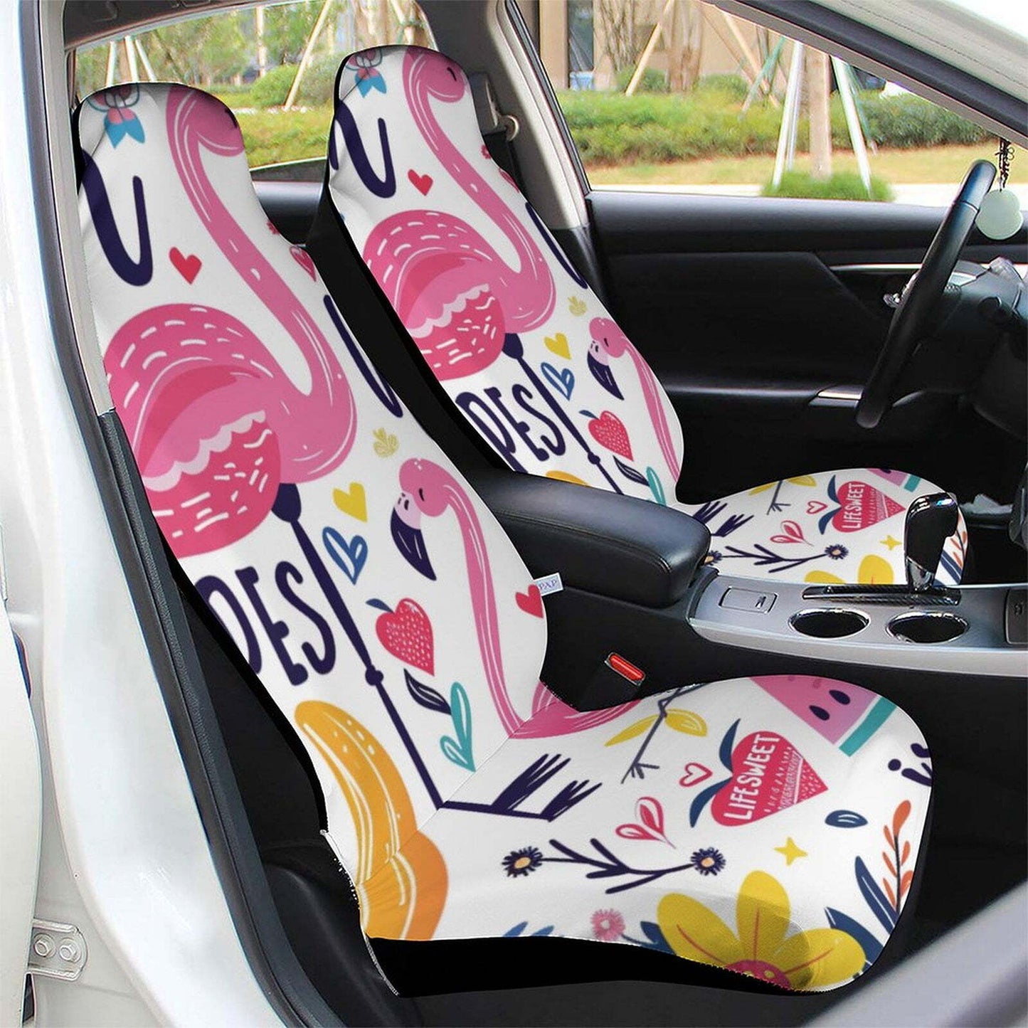 Flamingo Car Seat Covers Flamingo Life Sweet Heart Shape Pattern Seat Covers White Pink